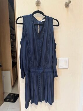 Ramy Brook Cold Shoulder Navy Eyelet Detail Women's Dress